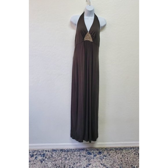 Tommy Bahama Beaded Halter Neck Maxi Dress Hunter Green Size Small - Picture 1 of 6